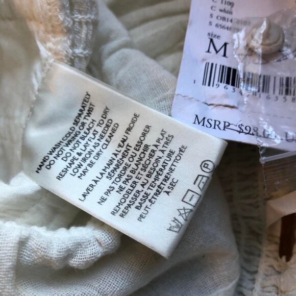 NWT FREE PEOPLE Chloe Ivory Cropped Peplum Smocked Peasant Top M - Picture 6 of 6